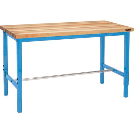 Global Industrial 48 x 36 Adjustable Height Workbench Square Tube Leg, Birch Square Edge Blue 318899BL